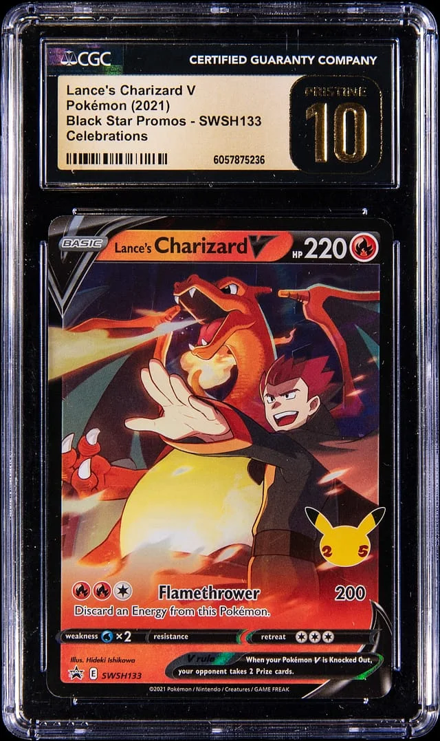 2021 Pokemon Sword & Shield Black Star Promo Celebrations Collection Lance's Charizard V #SWSH133 card image