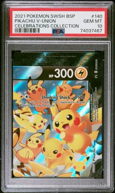 2021 Pokemon Sword & Shield Black Star Promo Celebrations Collection Pikachu V-Union #140 card image