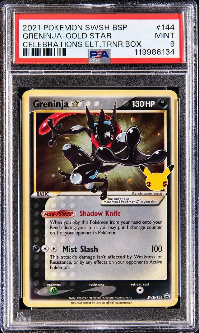 2021 Pokemon Sword & Shield Black Star Promo Celebrations Elite Trainer Box Gold Star Greninja #144 card image