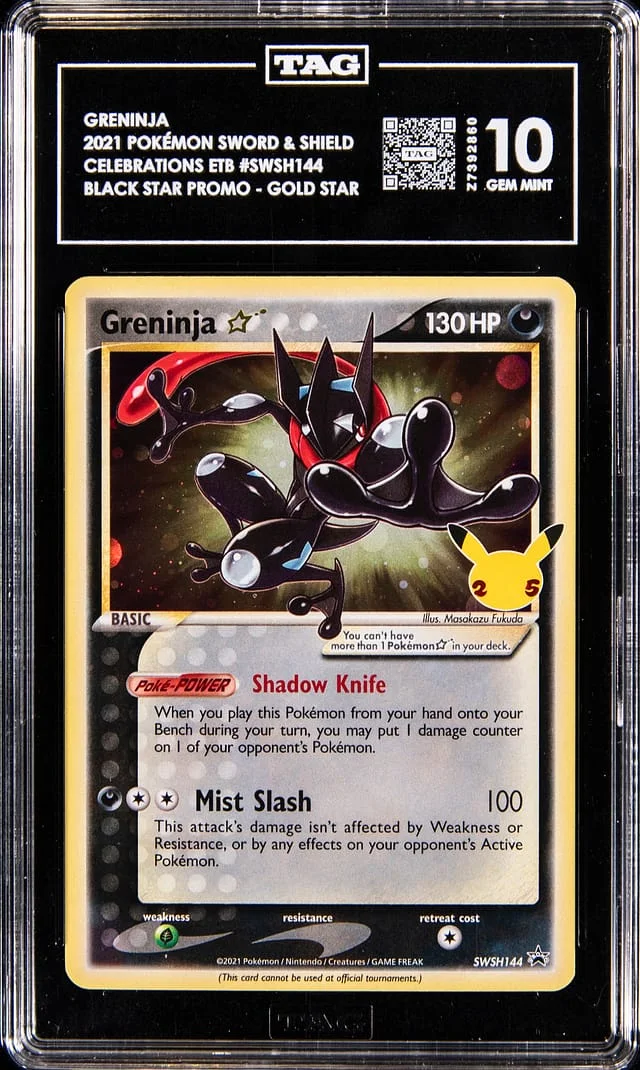 2021 Pokemon Sword & Shield Black Star Promo Celebrations Elite Trainer Box Gold Star Holo Greninja #SWSH144 card image