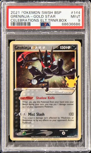 2021 Pokemon Sword & Shield Black Star Promo Celebrations Elite Trainer Box Greninja Gold Star #144 card image