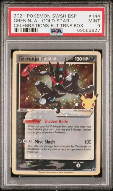 2021 Pokemon Sword & Shield Celebrations Elite Trainer Box Black Star Promo Holofoil Greninja Gold Star #144 card image