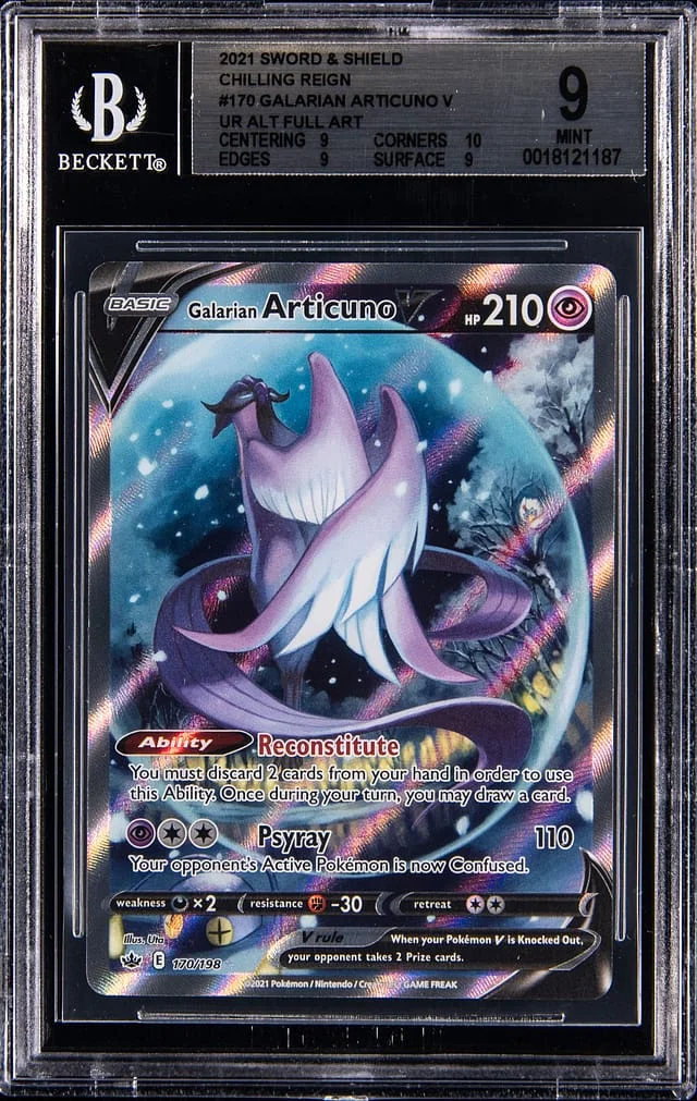 2021 Pokemon Sword & Shield Chilling Reign Alternate Full Art Galarian Articuno V #170 card image
