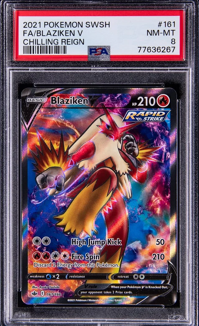 2021 Pokemon Sword & Shield Chilling Reign Full Art Blaziken V #161 card image