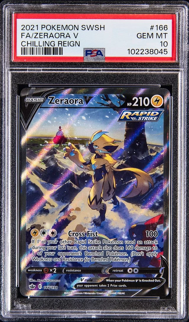 2021 Pokemon Sword & Shield Chilling Reign Full Art Zeraora V #166 card image