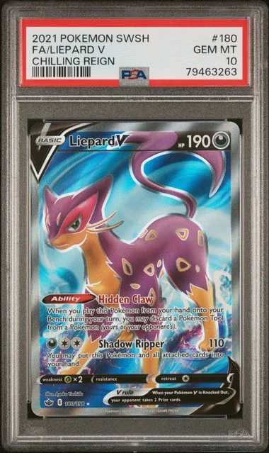 2021 Pokemon Sword & Shield Chilling Reign Full Art/Liepard V #180 card image