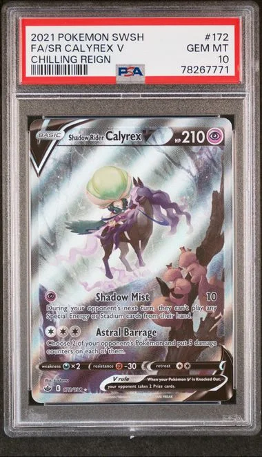 2021 Pokemon Sword & Shield Chilling Reign Full Art/Shadow Rider Calyrex V #172 card image