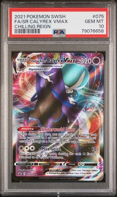 2021 Pokemon Sword & Shield Chilling Reign Full Art/Shadow Rider Calyrex Vmax #075 card image