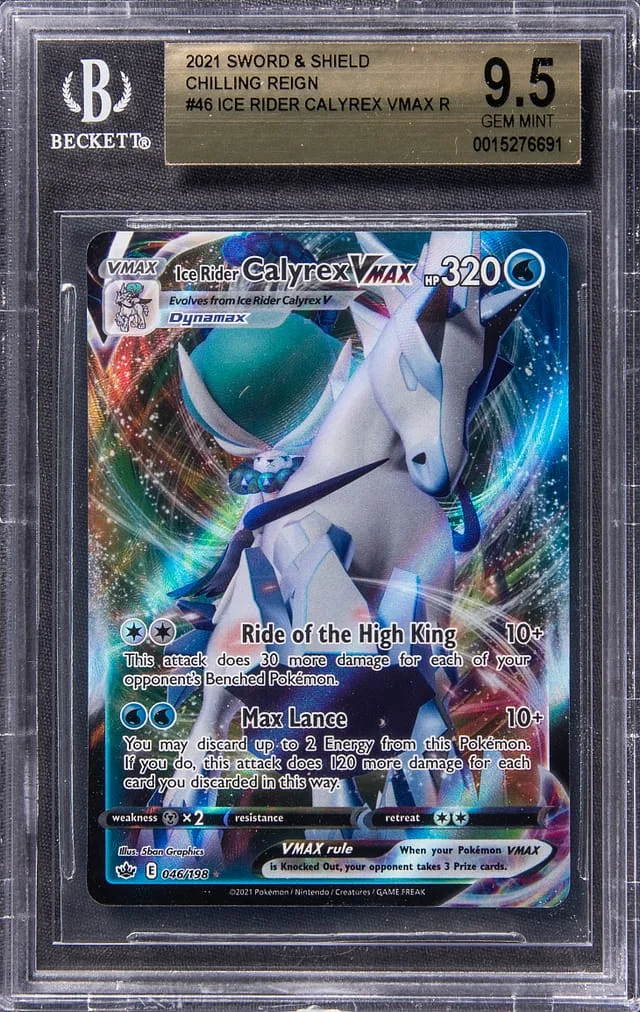 2021 Pokemon Sword & Shield Chilling Reign Rare Holofoil Ice Rider Calyrex VMAX #46 card image