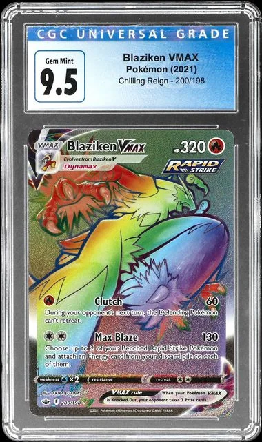 2021 Pokemon Sword & Shield Chilling Reign Secret Full Art Secret Rainbow Rare Blaziken VMAX #200 card image