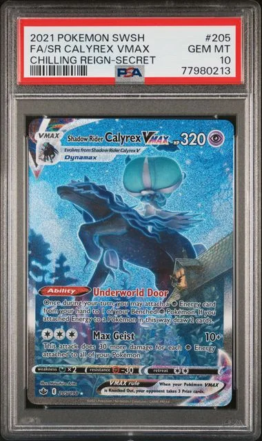 2021 Pokemon Sword & Shield Chilling Reign Secret Full Art/Shadow Rider Calyrex Vmax #205 card image
