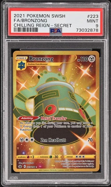 2021 Pokemon Sword & Shield Chilling Reign Secret Rare Full Art Bronzong #223 card image