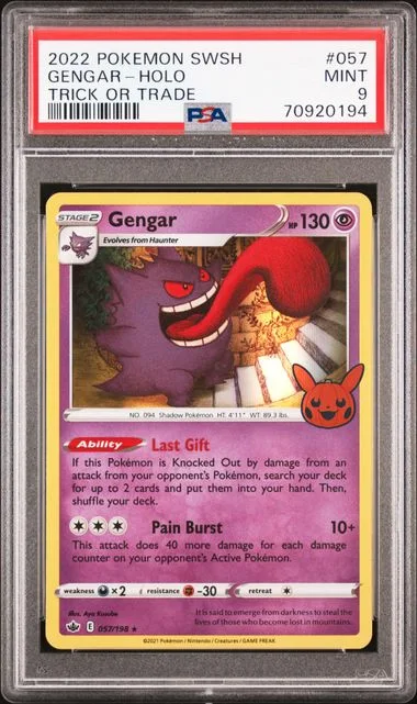 2021 Pokemon Sword & Shield Chilling Reign Trick Or Trade 2022 Gengar-Holo #057 card image
