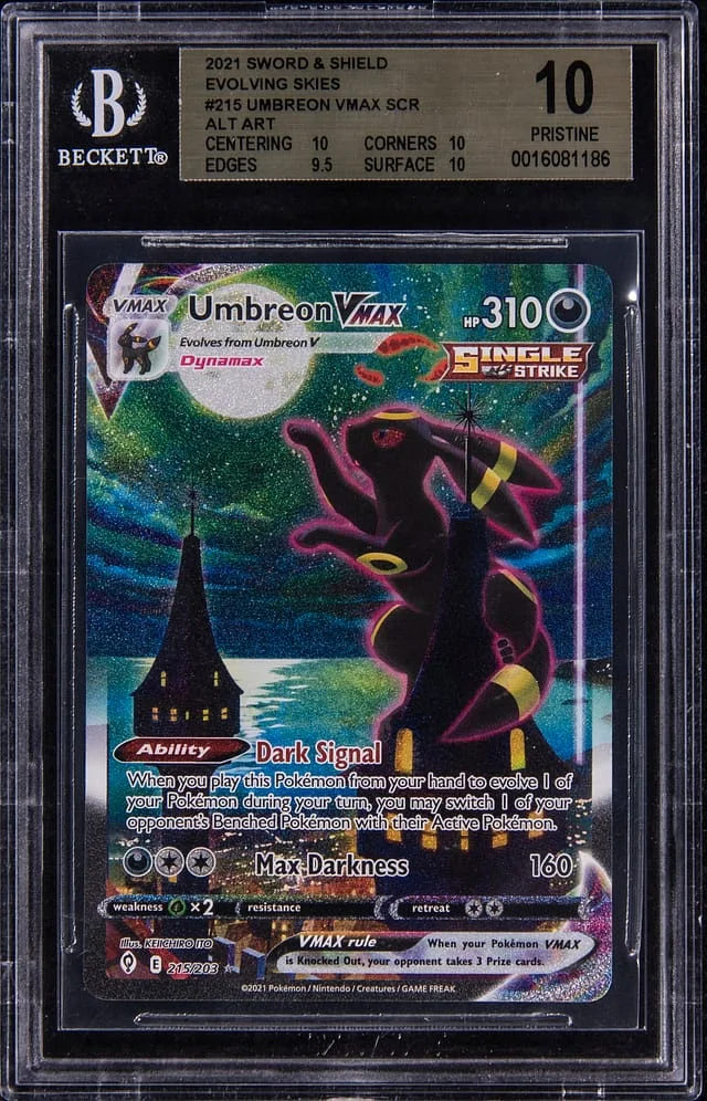 2021 Pokemon Sword & Shield Evolving Skies Alternate Art Secret Rare Umbreon VMAX #215 card image