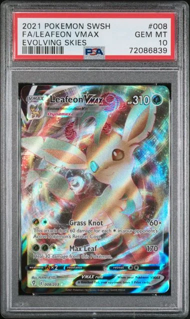 2021 Pokemon Sword & Shield Evolving Skies Full Art Leafeon VMAX #008 card image