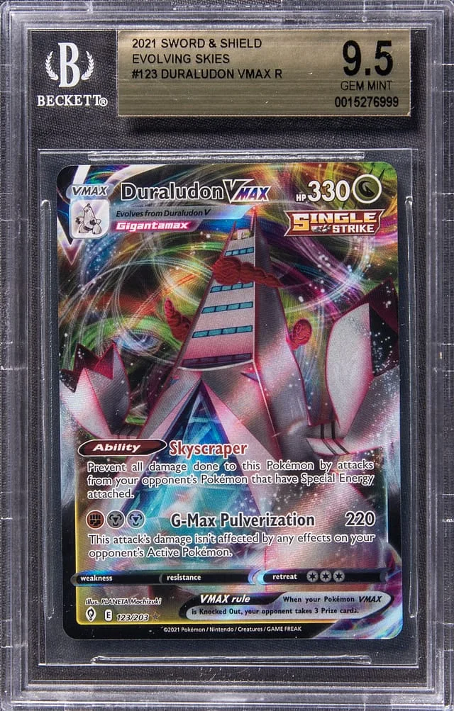 2021 Pokemon Sword & Shield Evolving Skies Full Art Rare Holofoil Duraludon VMAX #123 card image
