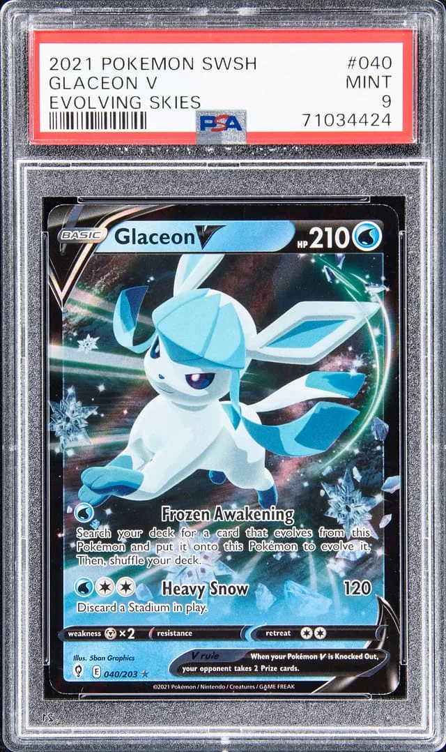2021 Pokemon Sword & Shield Evolving Skies Full Art Rare Holofoil Glaceon V #40 card image