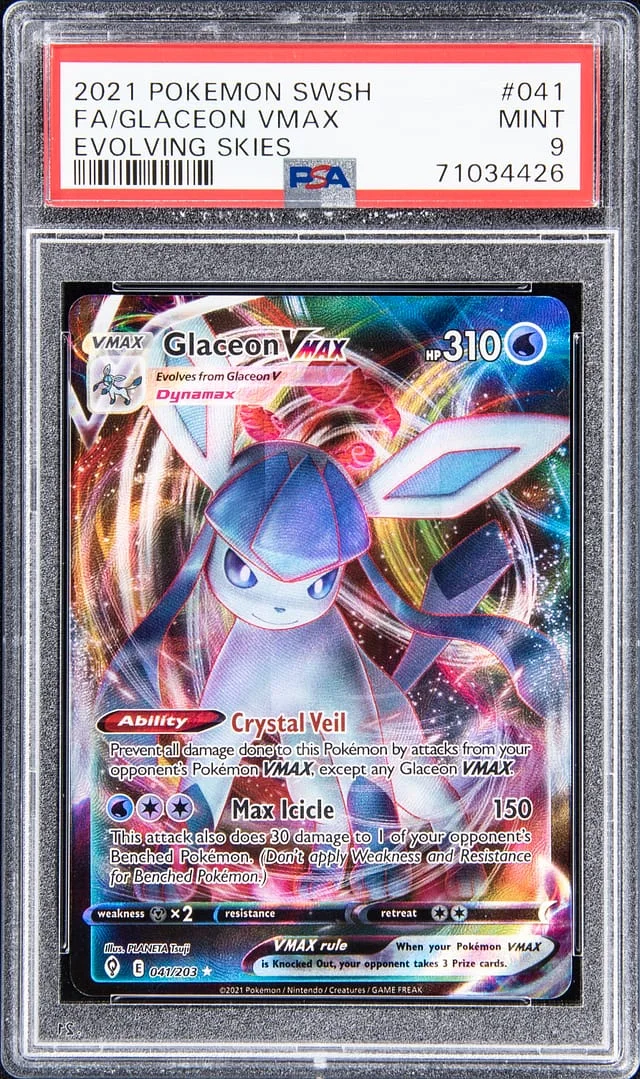 2021 Pokemon Sword & Shield Evolving Skies Full Art Rare Holofoil Glaceon VMAX #41 card image