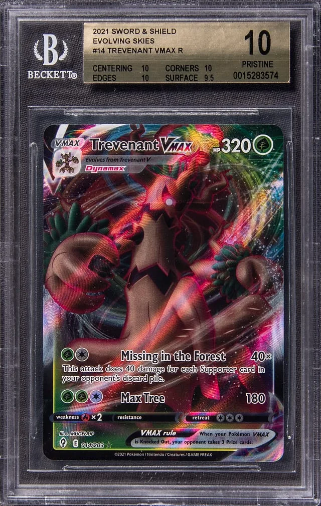 2021 Pokemon Sword & Shield Evolving Skies Full Art Rare Holofoil Trevenant VMAX #14 card image