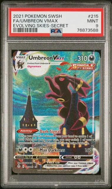 2021 Pokemon Sword & Shield Evolving Skies Full Art Secret Rare Holofoil Umbreon VMAX #215 card image
