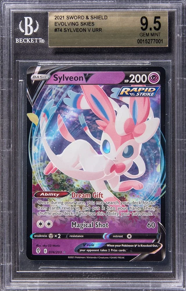 2021 Pokemon Sword & Shield Evolving Skies Full Art Ultra Rare Holofoil Sylveon V #74 card image