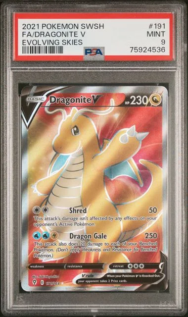 2021 Pokemon Sword & Shield Evolving Skies Full Art/Dragonite V #191 card image