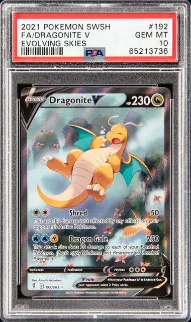 2021 Pokemon Sword & Shield Evolving Skies Full Art/Dragonite V #192 card image