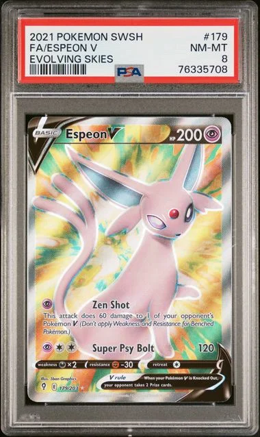 2021 Pokemon Sword & Shield Evolving Skies Full Art/Espeon V #179 card image
