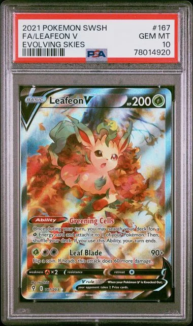 2021 Pokemon Sword & Shield Evolving Skies Full Art/Leafeon V #167 card image