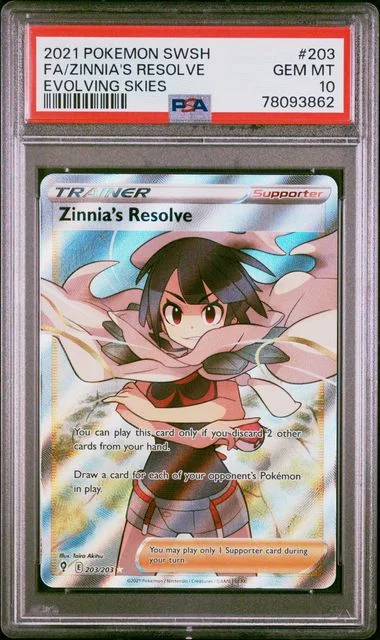 2021 Pokemon Sword & Shield Evolving Skies Full Art/Zinnia's Resolve #203 card image