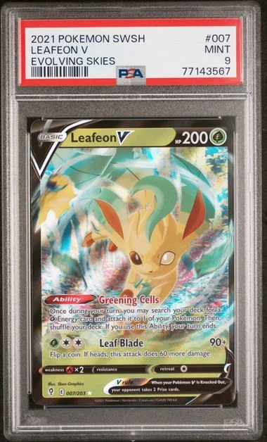 2021 Pokemon Sword & Shield Evolving Skies Leafeon V #007 card image