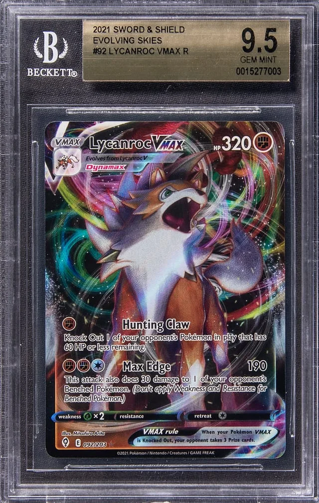 2021 Pokemon Sword & Shield Evolving Skies Rare Holofoil Lycanroc VMAX #92 card image