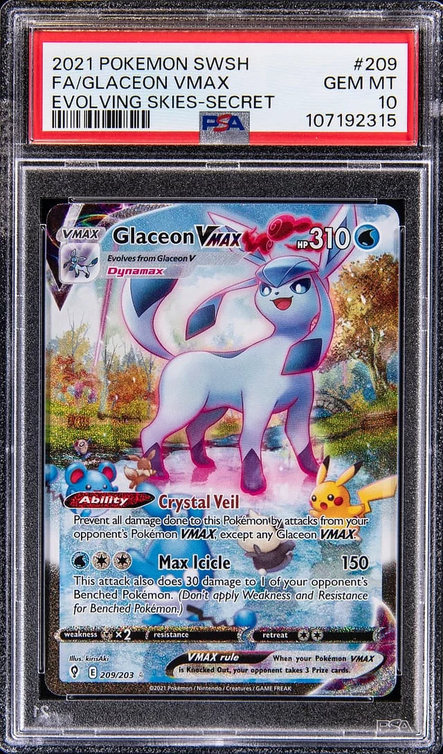 2021 Pokemon Sword & Shield Evolving Skies Secret Full Art Glaceon VMAX #209 card image