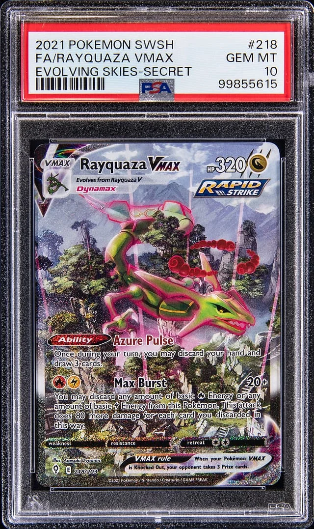 2021 Pokemon Sword & Shield Evolving Skies Secret Full Art Rayquaza VMAX #218 card image