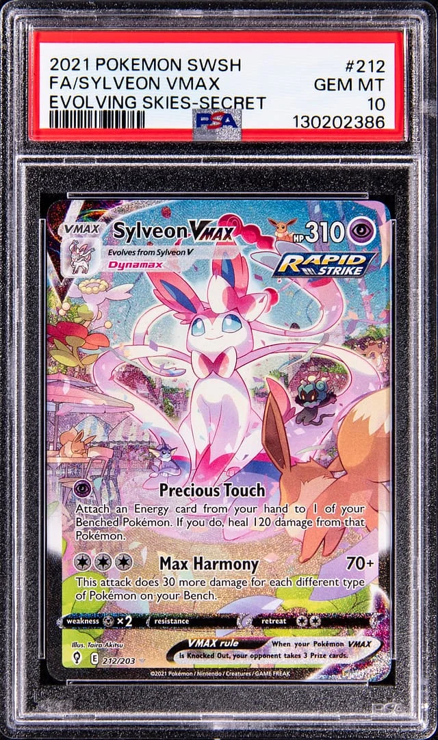 2021 Pokemon Sword & Shield Evolving Skies Secret Full Art Sylveon VMAX #212 card image