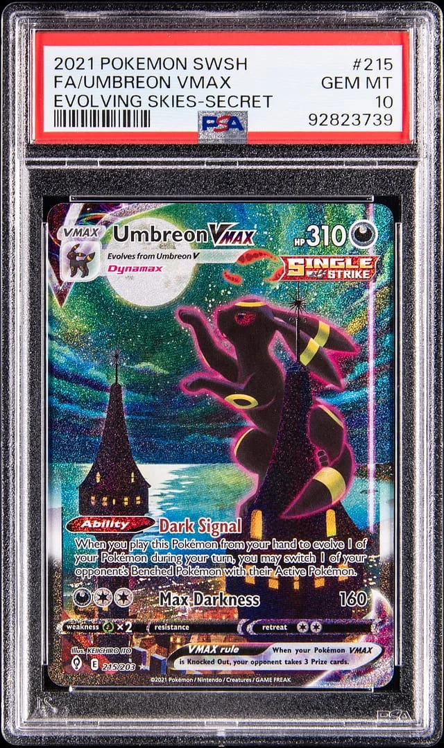 2021 Pokemon Sword & Shield Evolving Skies Secret Full Art Umbreon VMAX #215 card image
