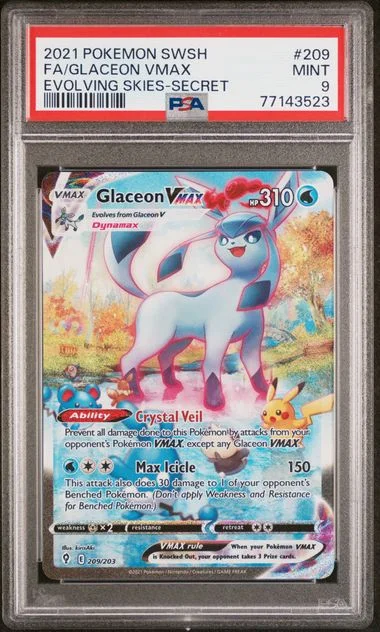 2021 Pokemon Sword & Shield Evolving Skies Secret Full Art/Glaceon Vmax #209 card image