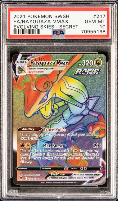 2021 Pokemon Sword & Shield Evolving Skies Secret Full Art/Rayquaza Vmax #217 card image