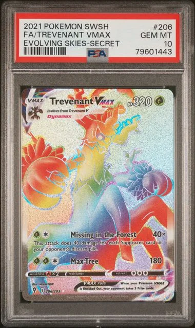 2021 Pokemon Sword & Shield Evolving Skies Secret Full Art/Trevenant Vmax #206 card image