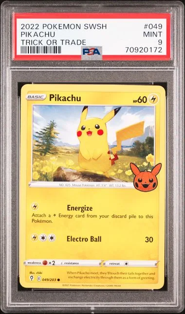 2021 Pokemon Sword & Shield Evolving Skies Trick Or Trade 2022 Pikachu #049 card image