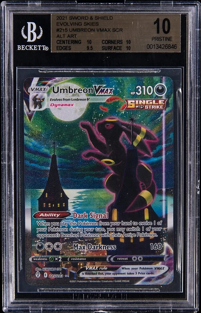 2021 Pokemon Sword & Shield Evolving Skies Umbreon VMAX SCR Alt Art #215 card image