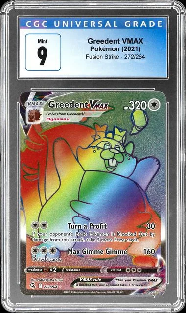 2021 Pokemon Sword & Shield Fusion Strike Secret Full Art Rainbow Rare Greedent VMAX #272 card image