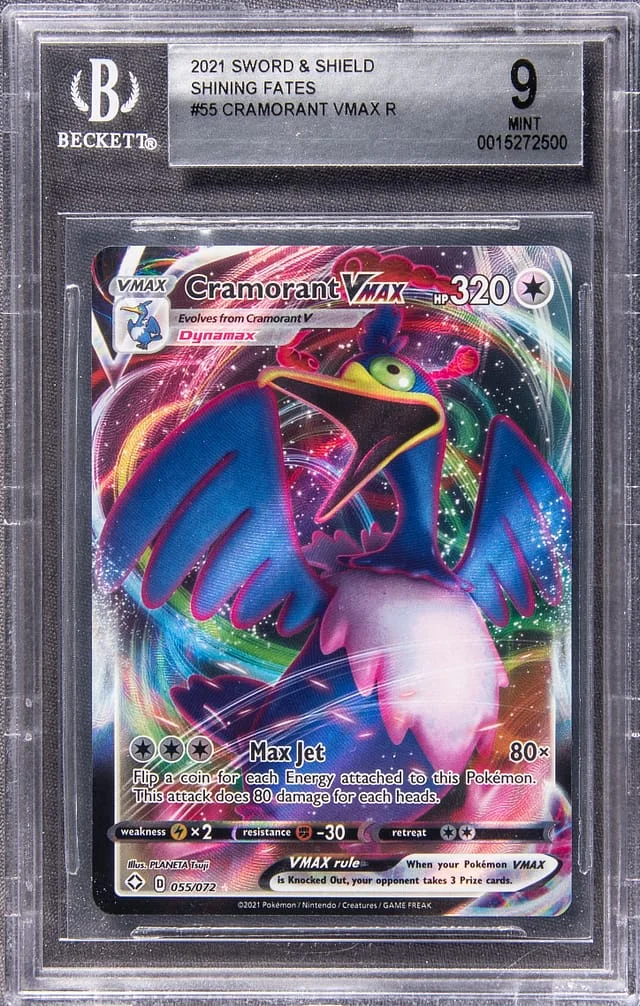 2021 Pokemon Sword & Shield Shining Fates Full Art Rare Holofoil Cramorant VMAX #55 card image
