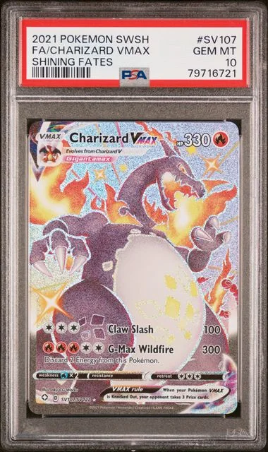 2021 Pokemon Sword & Shield Shining Fates Full Art/Charizard Vmax #Sv107 card image