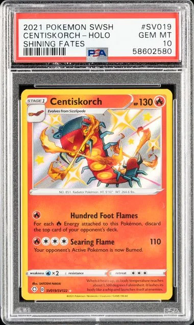 2021 Pokemon Sword & Shield Shining Fates Holofoil Centiskorch #SV019 card image