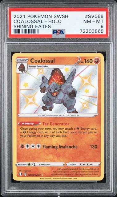 2021 Pokemon Sword & Shield Shining Fates Holofoil Coalossal #SV069 card image