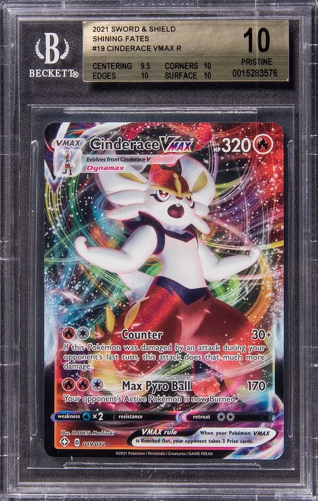 2021 Pokemon Sword & Shield Shining Fates Rare Holofoil Cinderace VMAX #19 card image