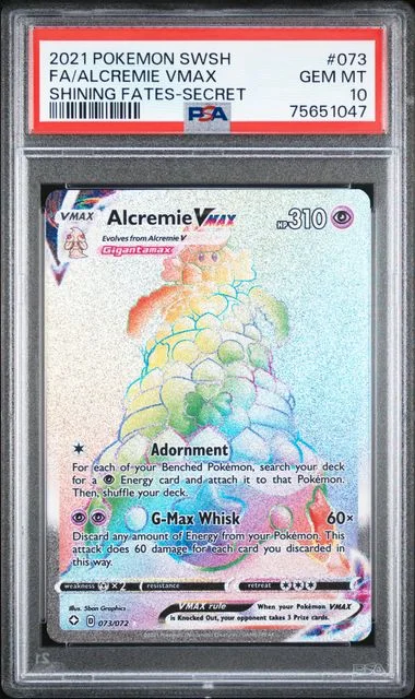 2021 Pokemon Sword & Shield Shining Fates Secret Full Art Rare Holofoil Alcremie VMAX #073 card image