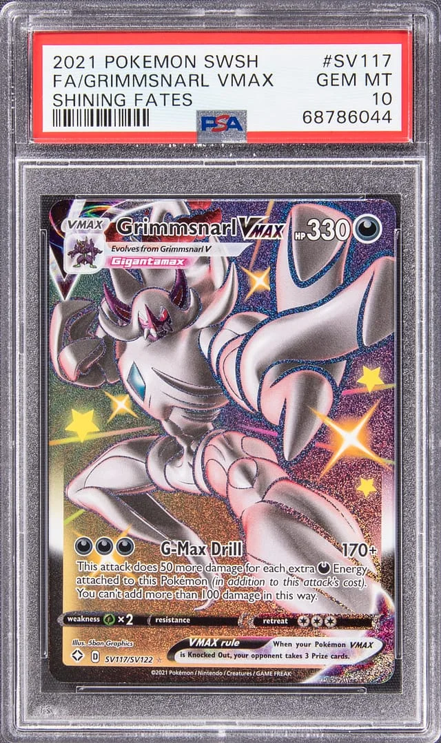 2021 Pokemon Sword & Shield Shining Fates Shiny Rare GX Full Art Grimmsnarl VMAX #SV117 card image