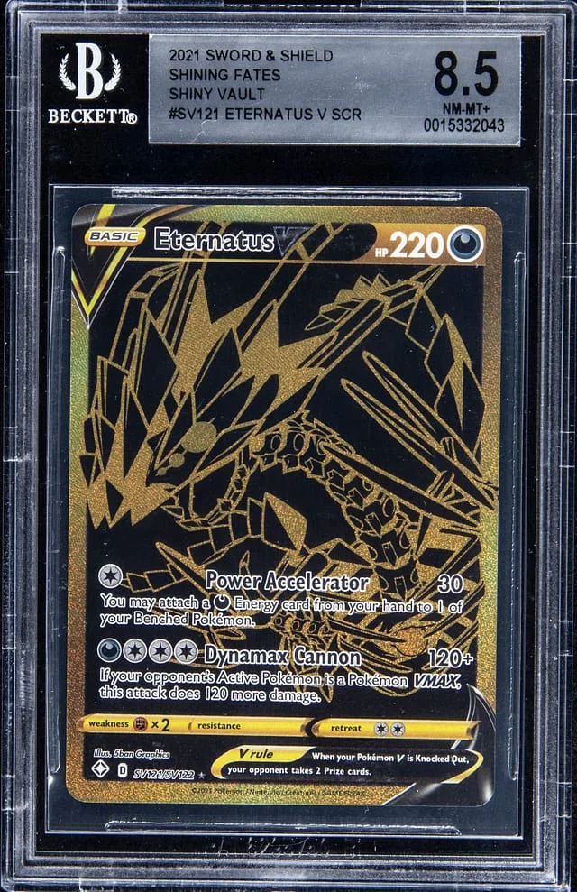 2021 Pokemon Sword & Shield Shining Fates Shiny Vault Full Art Rare Holofoil Eternatus V #SV121 card image
